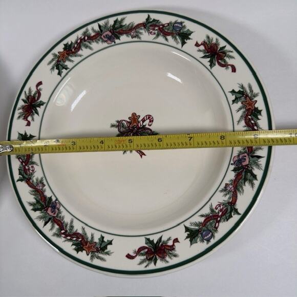 The Cellar O'Tannenbaum, 1 Large Rim Soup Bowl, Holly & Ribbon Border Christmas - Picture 8 of 14
